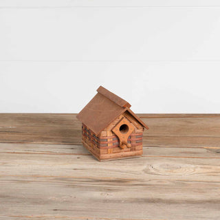 Rustic Bird House with Wine and Blue Trim
