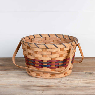 14" Diameter x 9" Tall Amish Handmade Round Basket with Wood Handles