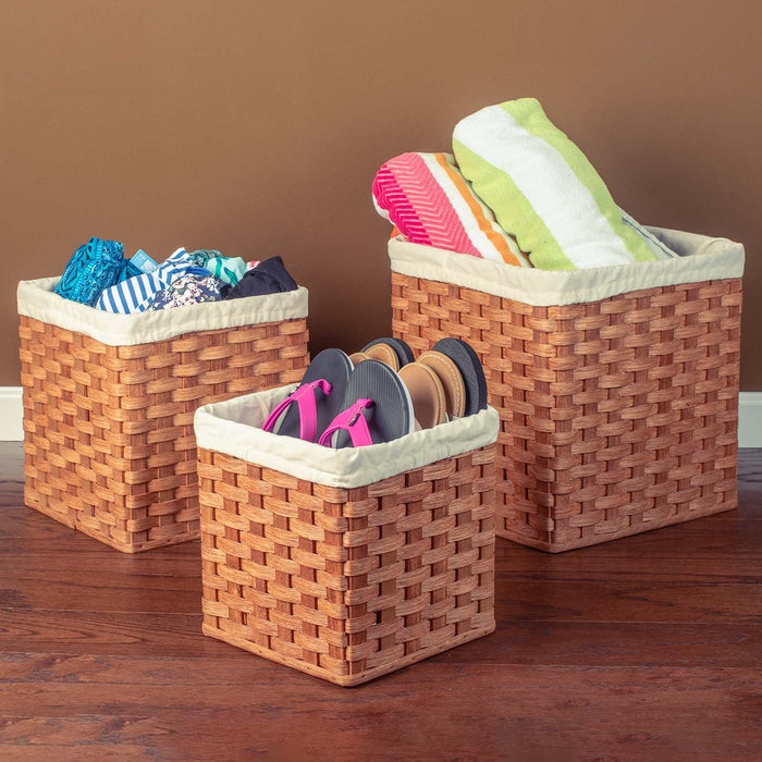 3-Piece Square/Cube Wicker Basket Set | FREE Basket Included!