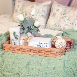Basket Tray For Coffee Table | Decorative Amish Wicker Serving Tray