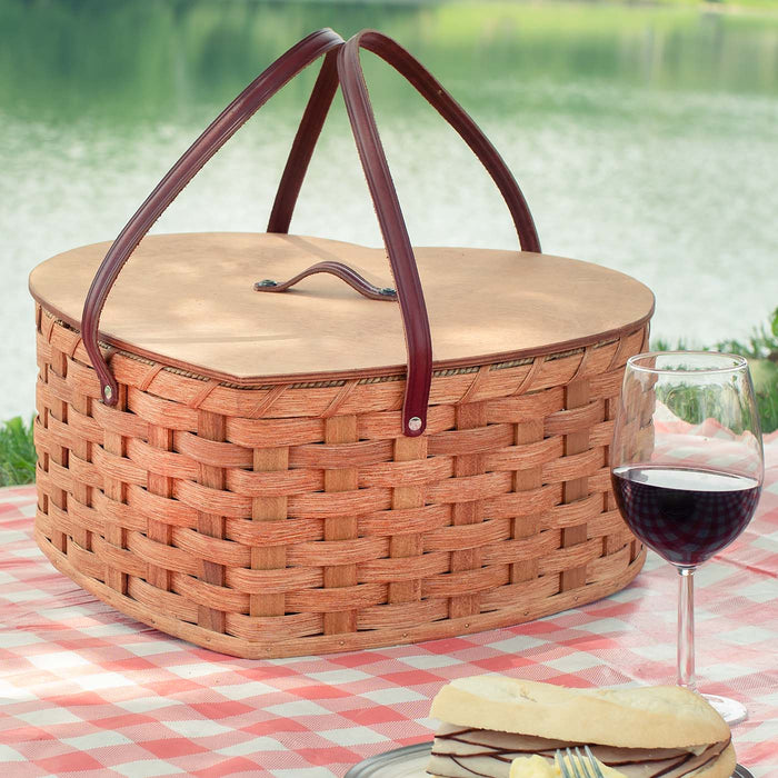 Heart Shaped Picnic Basket | Vintage Heirloom Amish Wicker Basket