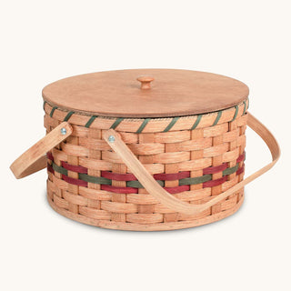 Wood Handled Pie Carrier | Amish Woven Wooden Two Pie Basket
