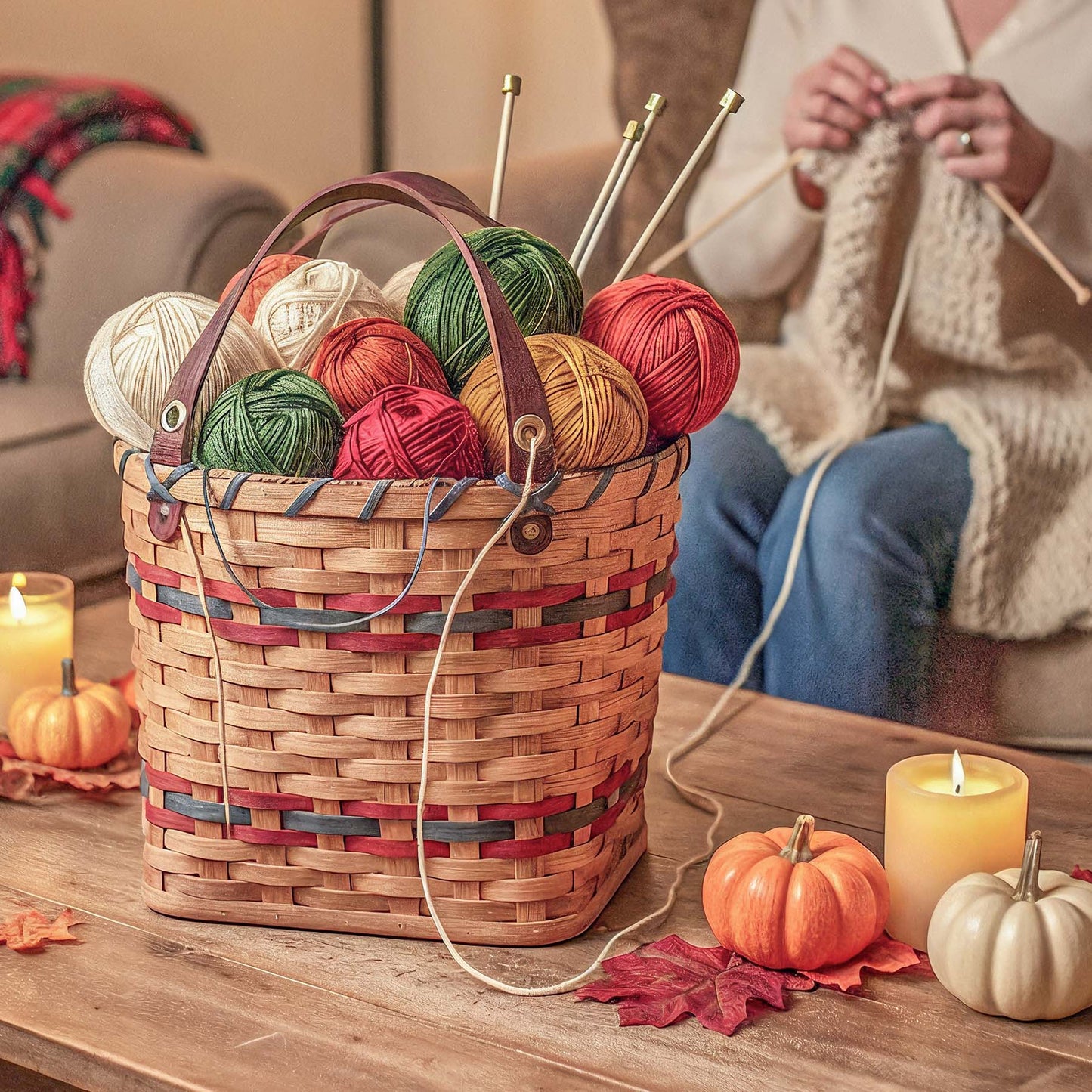 Knitting & Crochet Travel Bag | Soft Sided Amish Wicker Tote