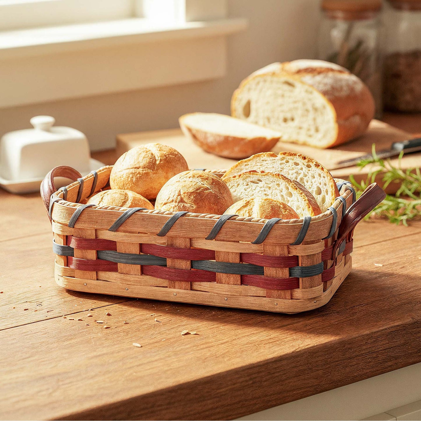 Dinner Roll Basket | Amish Wicker Small Bread Basket