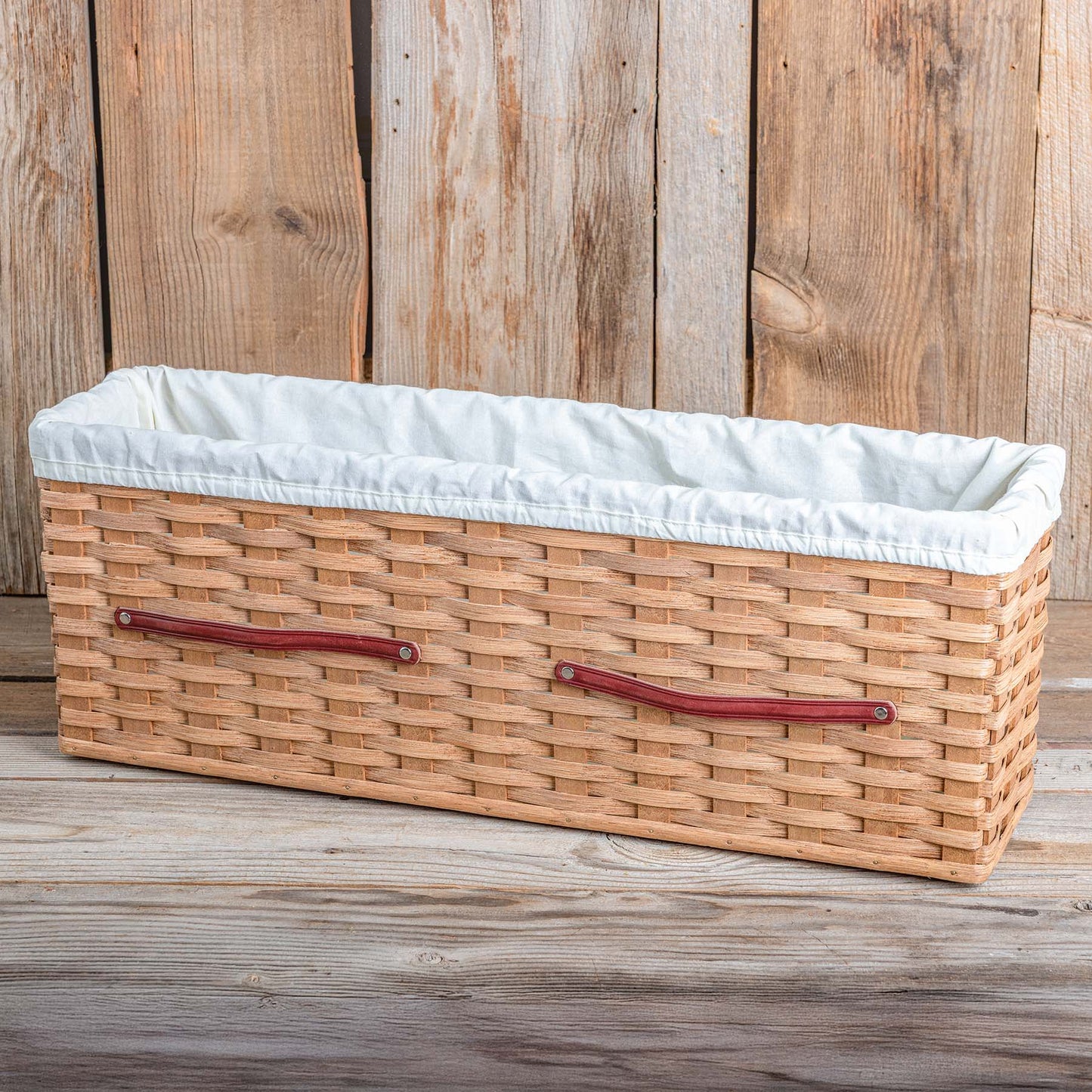 SALE! 28" x 7" x 10" Tall Amish Handmade Rectangle Basket w/Cloth Liner