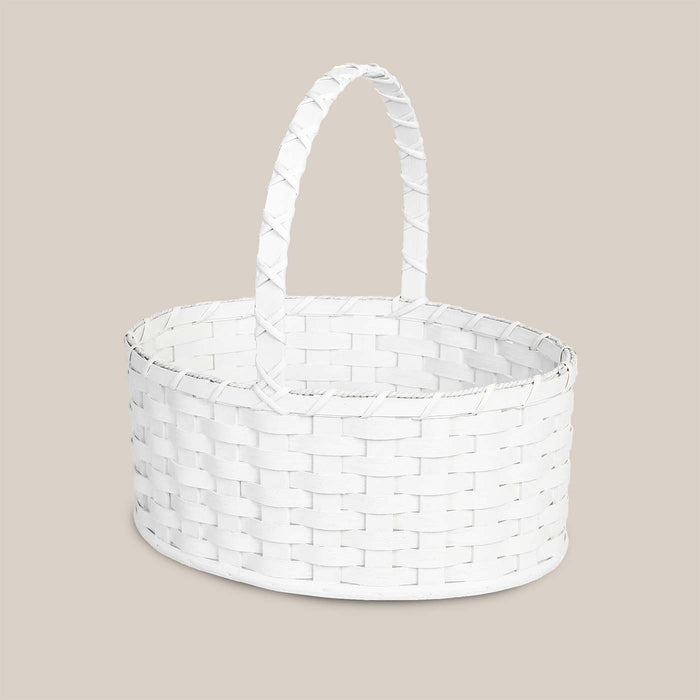 Large White Oval Easter Basket | Farmhouse Oversized Amish Wicker