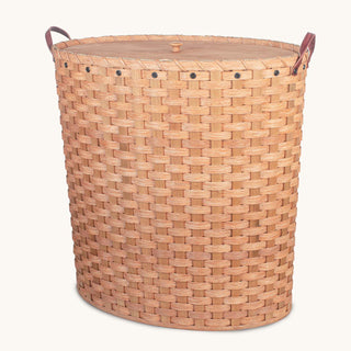 Oval Laundry Hamper With Lid |  Extra Large Amish Wicker Hamper Basket