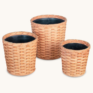 3-Piece Basket Planter Set | Round Woven Wicker Plant Baskets