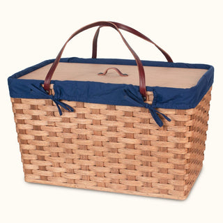 Amish Hand Sewn Liner for Extra-Large Picnic Basket Blue
