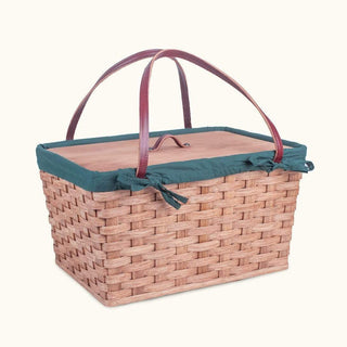 Amish Hand Sewn Liner for Traditional Picnic Basket Green