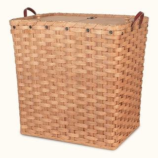 Amish Made Large Laundry Wicker Hamper Basket with Hinged Lid Plain