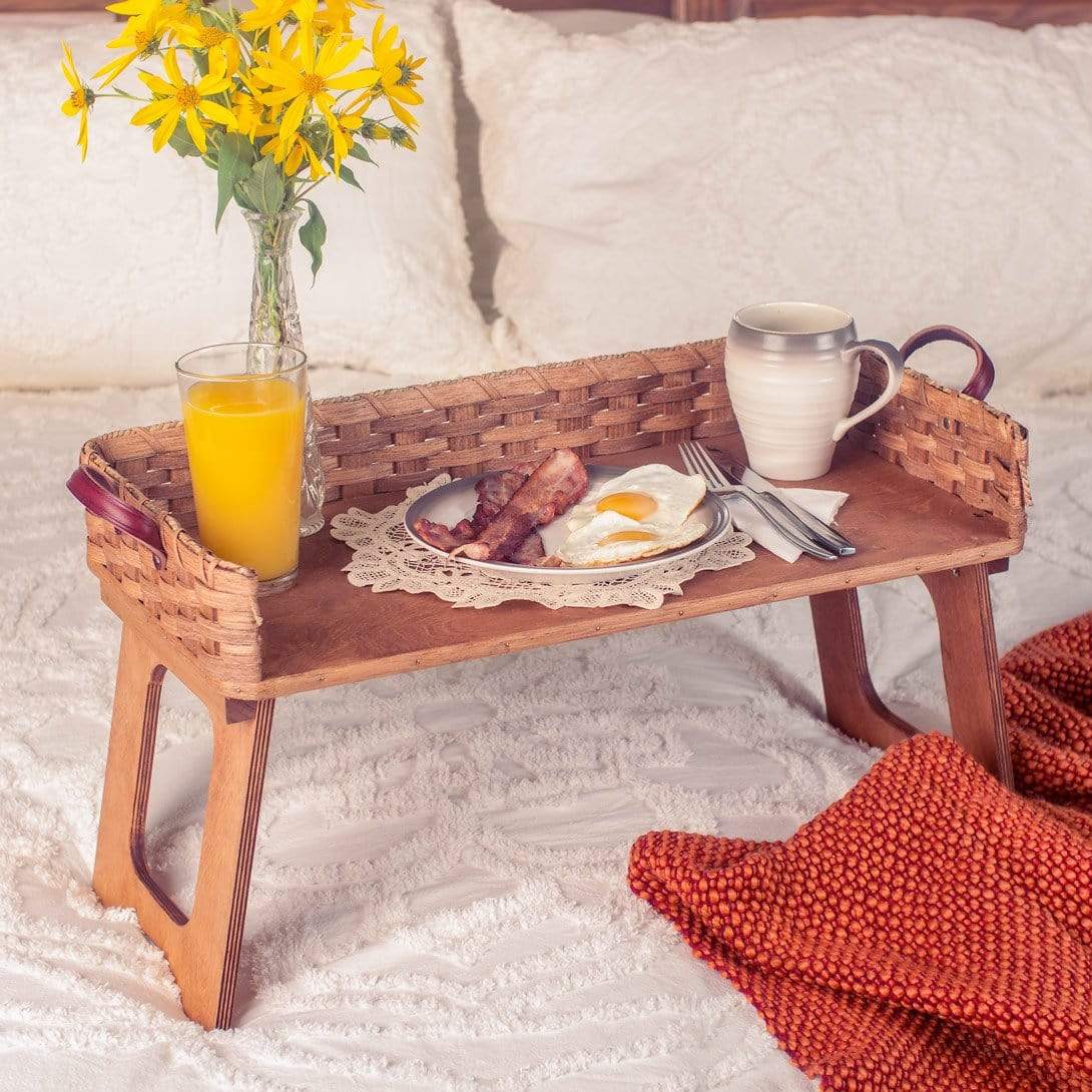 Breakfast In Bed Table Vintage Woven Wooden Serving Tray – Amish