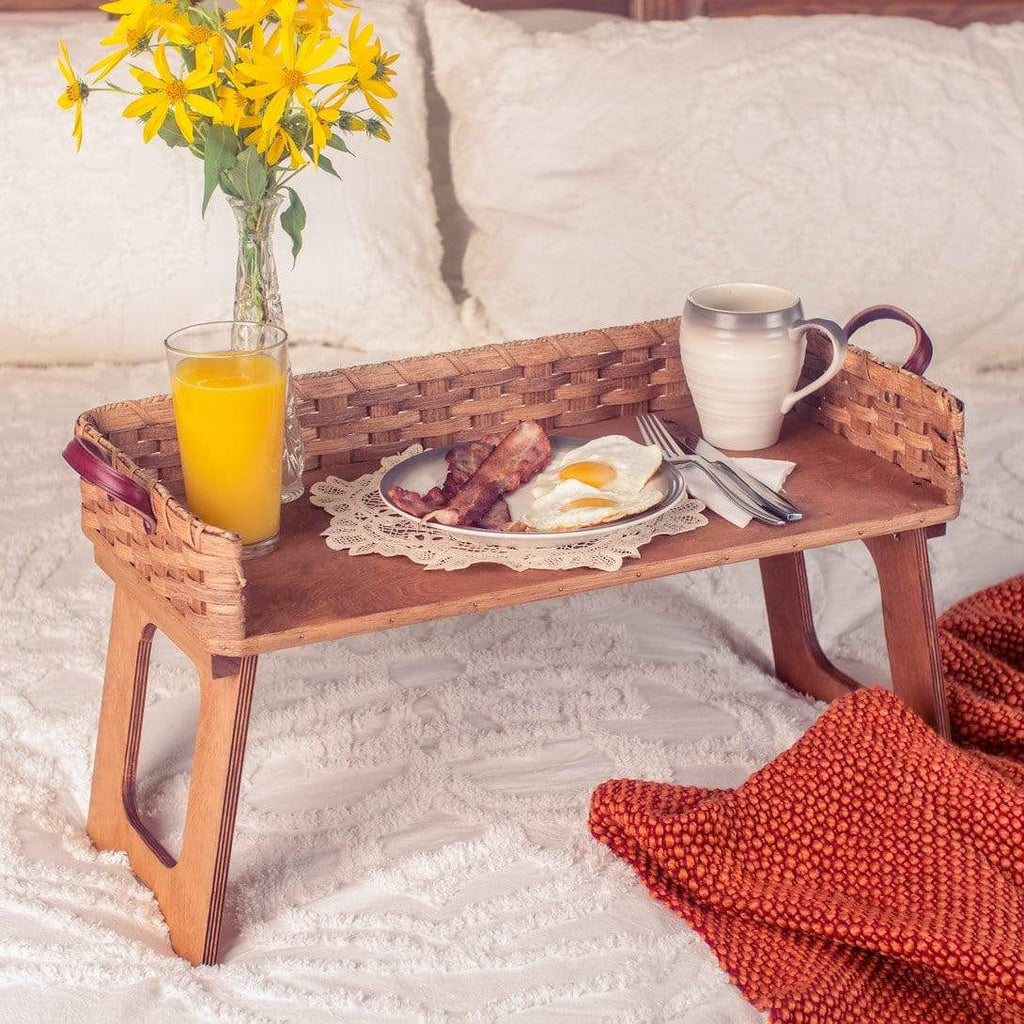 Breakfast In Bed Table | Vintage Woven Wooden Serving Tray