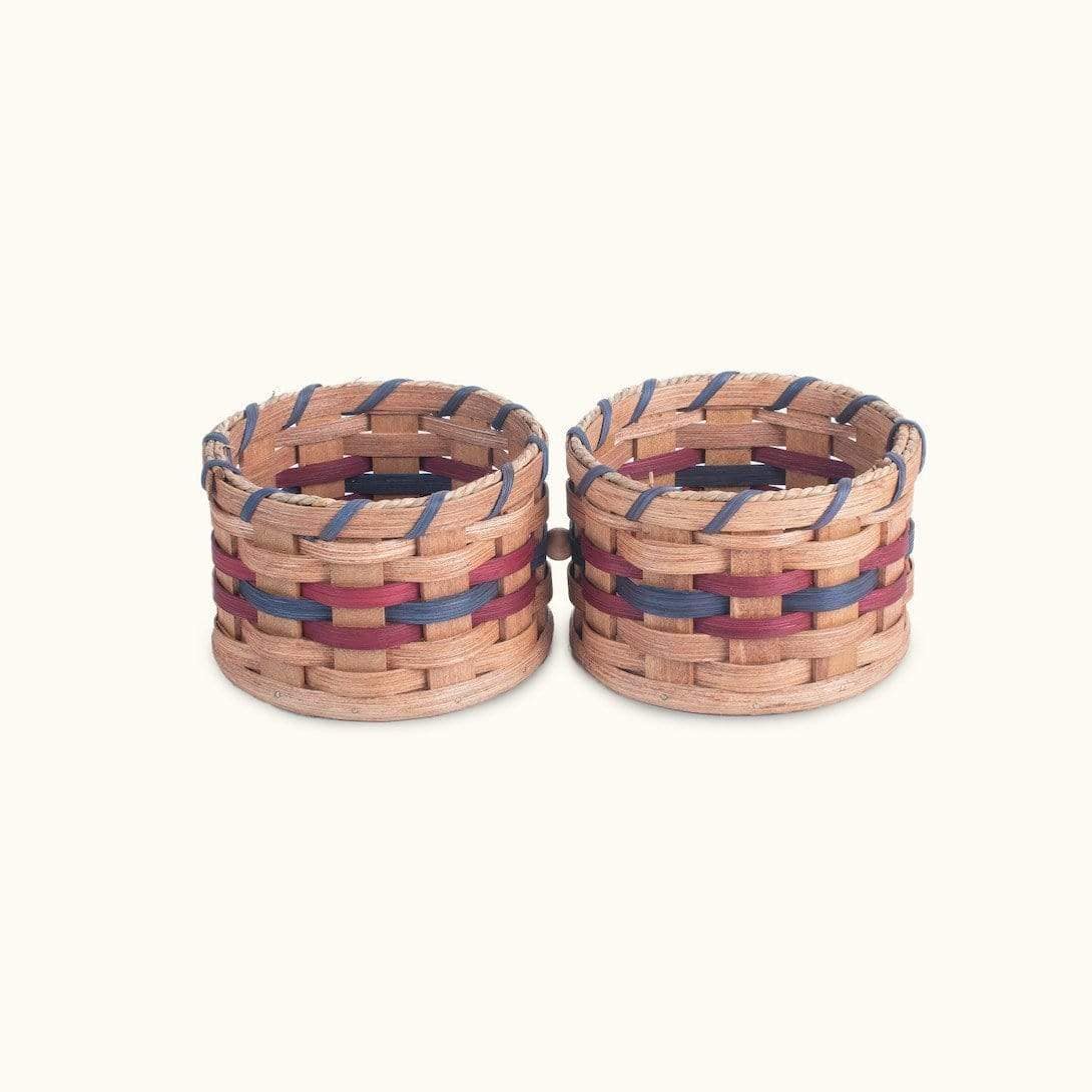 Peanut Basket | Amish Wicker Double Sided Peanut Basket Wine & Blue
