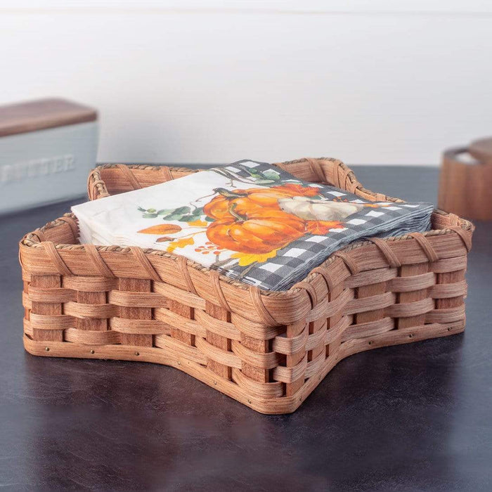 Star Shaped Wicker Basket | Amish Holiday & Napkin Storage Basket Plain