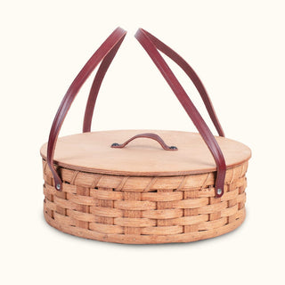 Single Pie Basket | Amish Woven Wooden Pie Carrier w/Lid