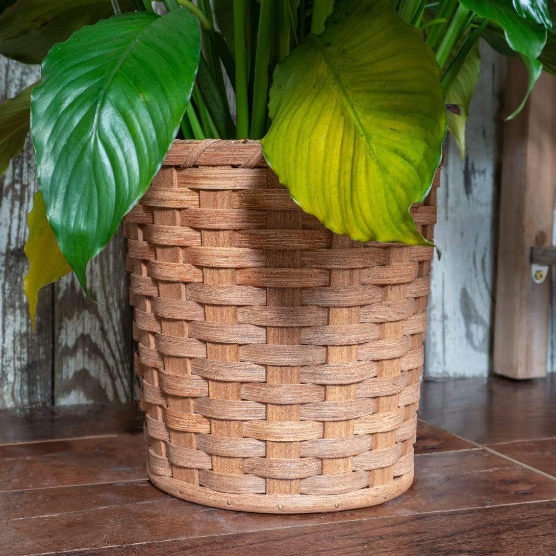 Wicker Waste Basket - 10” Round Amish Woven Wastebasket Plain