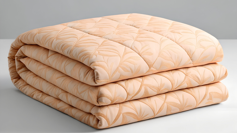 Charming Amish Basket For A Folded Peach Quilt