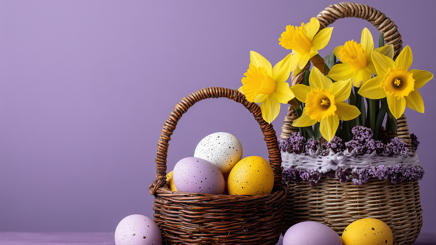 Shop Wicker Easter Baskets With Eggs And Daffodils