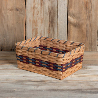 SALE! 15" x 11" x 6 1/2" Tall Amish Rectangle Basket w/Blue Trim