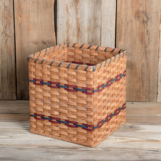 SALE! 14" x 14" x 14" Tall Amish Cube Basket w/Blue Trim