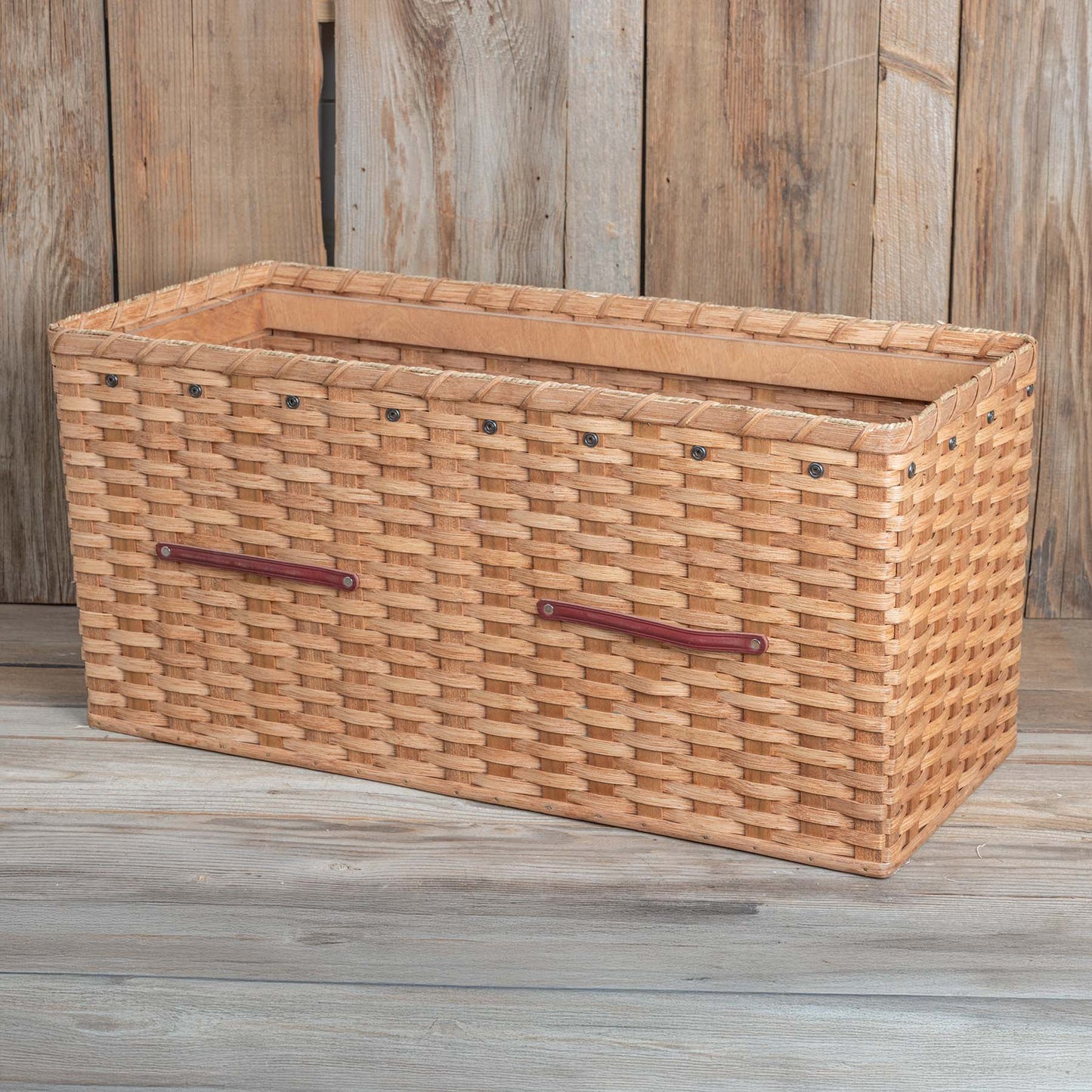 SALE! 32" x 14" x 15" Tall Amish Handmade Rectangle Basket w/Frame & Pull Handle