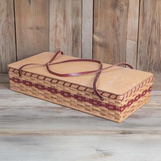 SALE! 32" x 15" x 6" Tall Amish Handmade Rectangle Basket w/Lid & Carry Handles