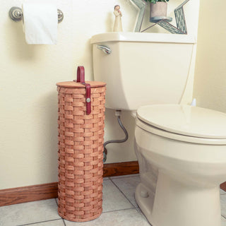 Toilet Paper Storage Basket | Amish Wicker 4-Roll Holder w/Lid