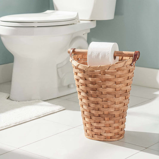 Dual‑Purpose Bathroom Basket | Waste Basket & Toilet Paper Dispenser