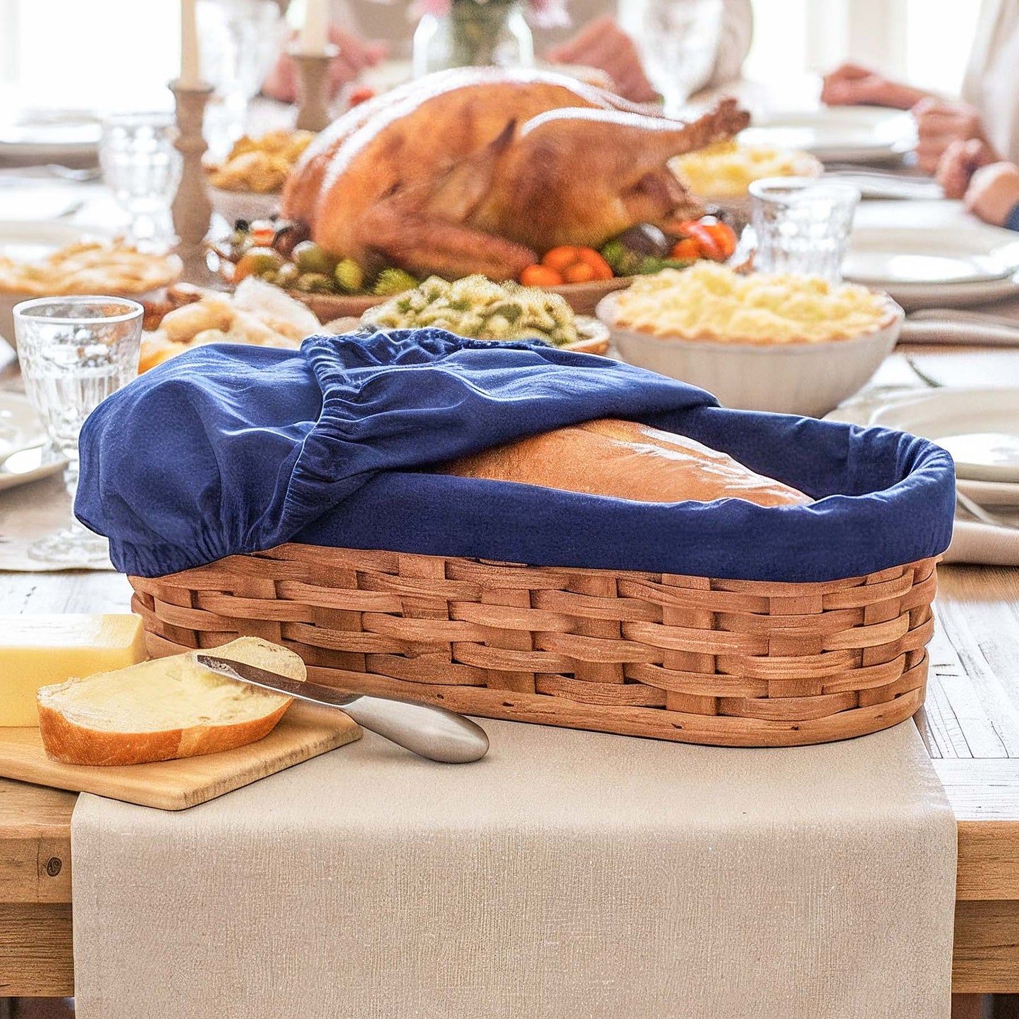 Large Bread Warmer Basket 4-Piece Set | Microwave-Ready Bundle