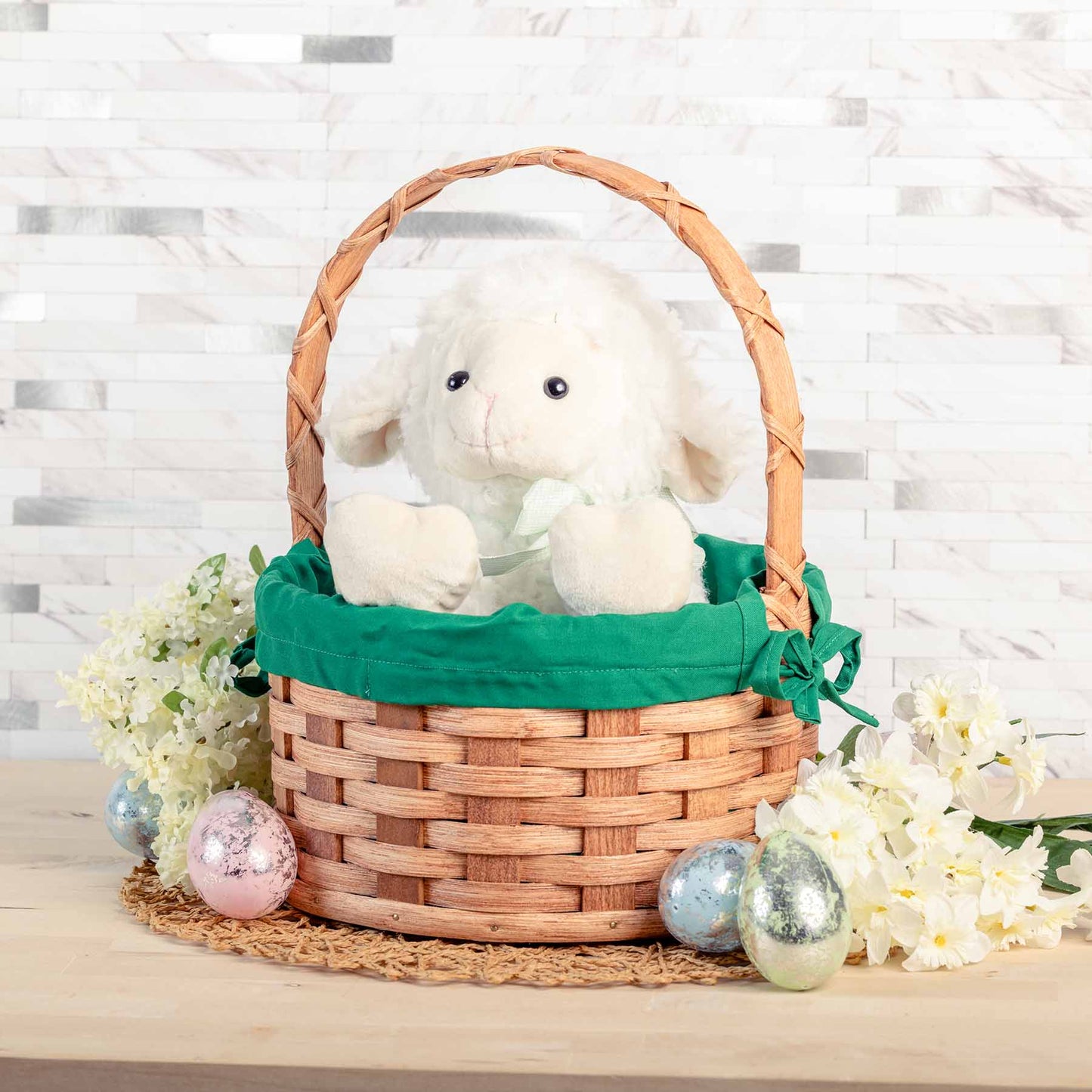 Small Round Easter Basket | Rustic Vintage Amish Woven Wicker