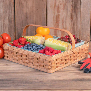 Garden Harvest Basket | Shallow Amish Woven Wicker w/Handle