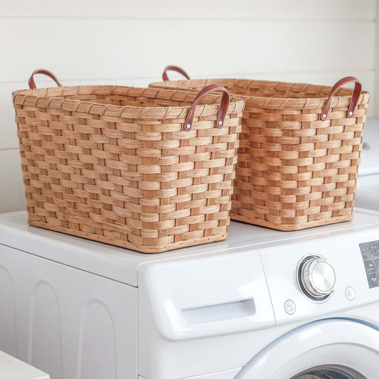 2-Pack Laundry Storage Baskets | Woven Organizing Hamper Pair
