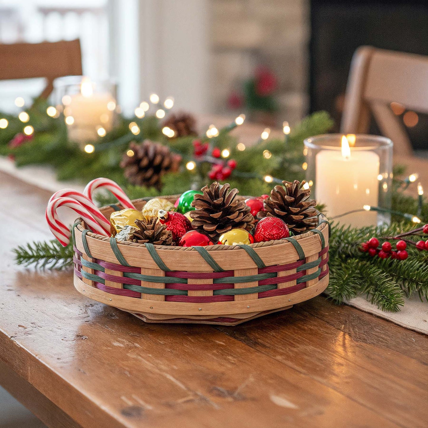 Medium Tabletop Lazy Susan | 10" Amish Woven Wicker Rotating Basket