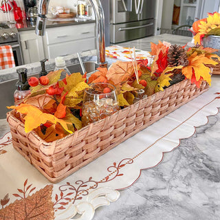 Farmhouse Table Centerpiece | Large Amish Wicker Decorative Tray