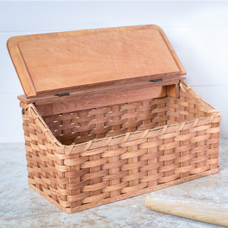 Amish Bread Box | Woven Wooden Countertop Storage w/Lid