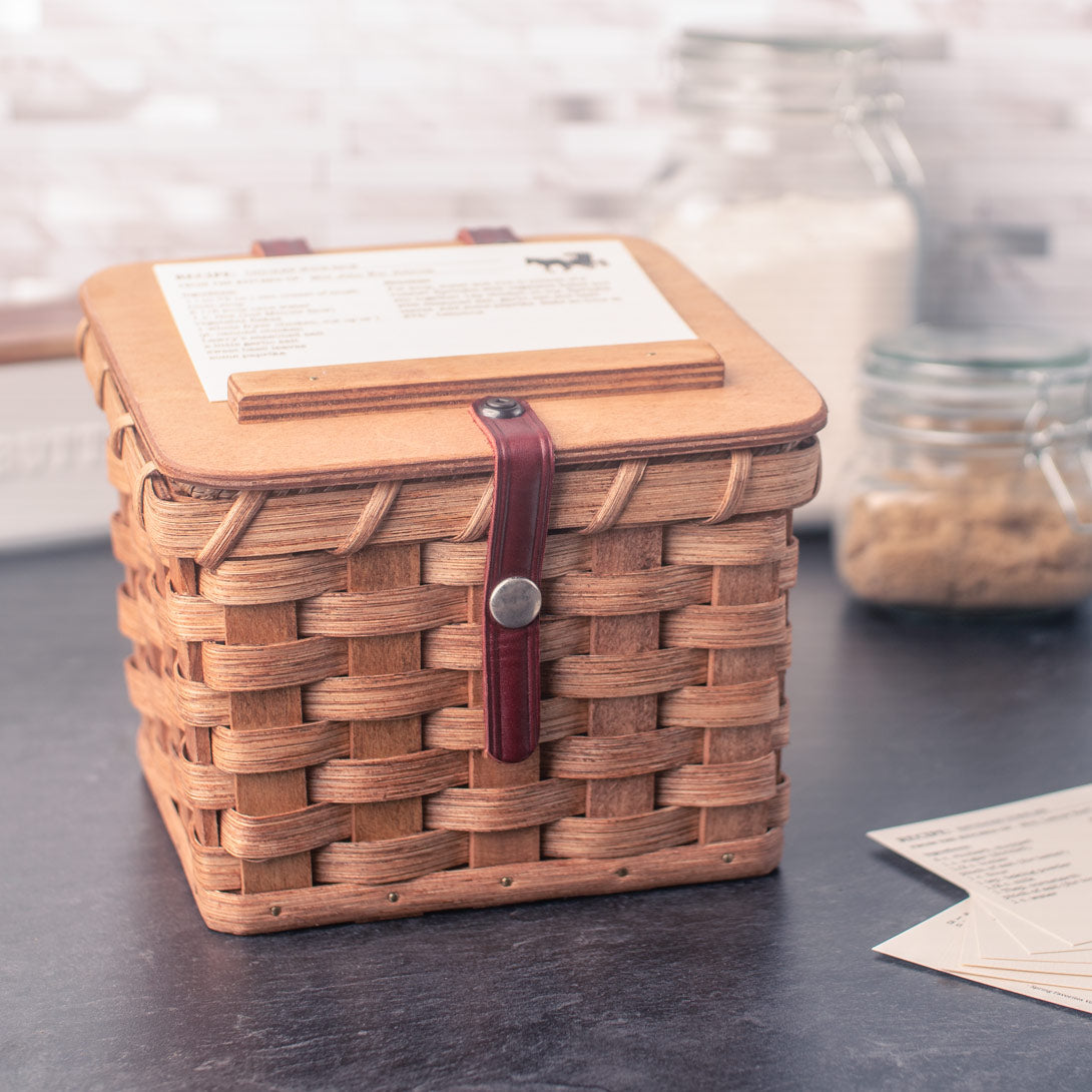 Amish Woven Wood Recipe Card Box