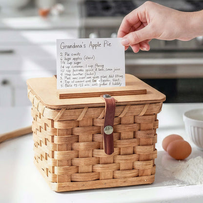 Recipe Card Box | Amish Woven Wooden for 4x6 Recipe Cards