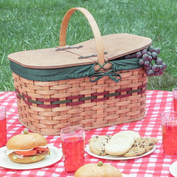 Large Vintage Picnic Basket | Amish Wicker Classic Family Picnic Basket