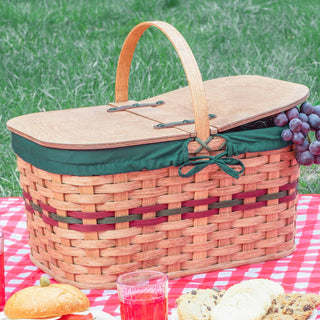 Large Vintage Picnic Basket | Amish Wicker Classic Family Picnic Basket