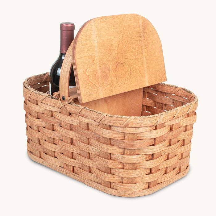 Wine Picnic Basket | Vintage Amish Wicker Wine Bottle Basket