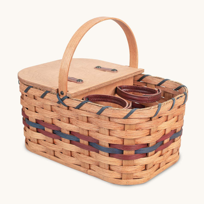 Wine Picnic Basket | Vintage Amish Wicker Wine Bottle Basket