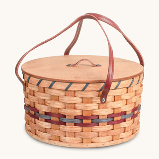 Dual Pie Carrier | Amish Woven Wooden 2-Pie Basket w/Tray