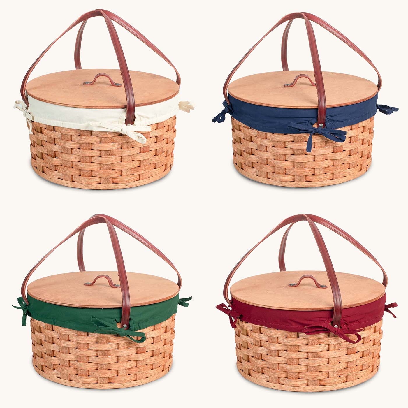 Amish Hand Sewn Basket Liner for Double Round Pie Carrier