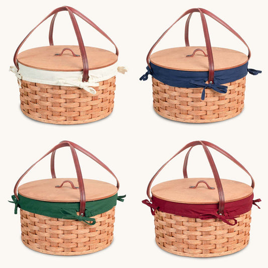 Amish Hand Sewn Basket Liner for Double Round Pie Carrier