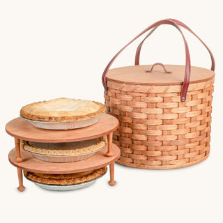 Triple Pie Basket | Amish Woven 3-Pie Travel Transport Container