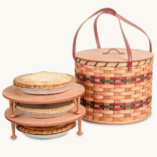 Triple Pie Basket | Amish Woven 3-Pie Travel Transport Container