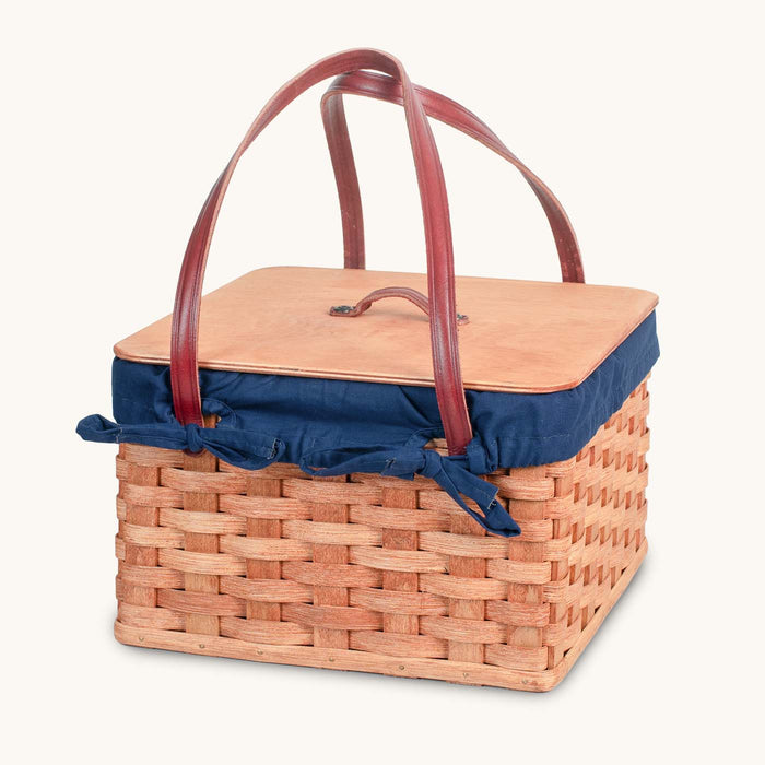 Amish Hand Sewn Basket Liner for Double Square Pie Carrier