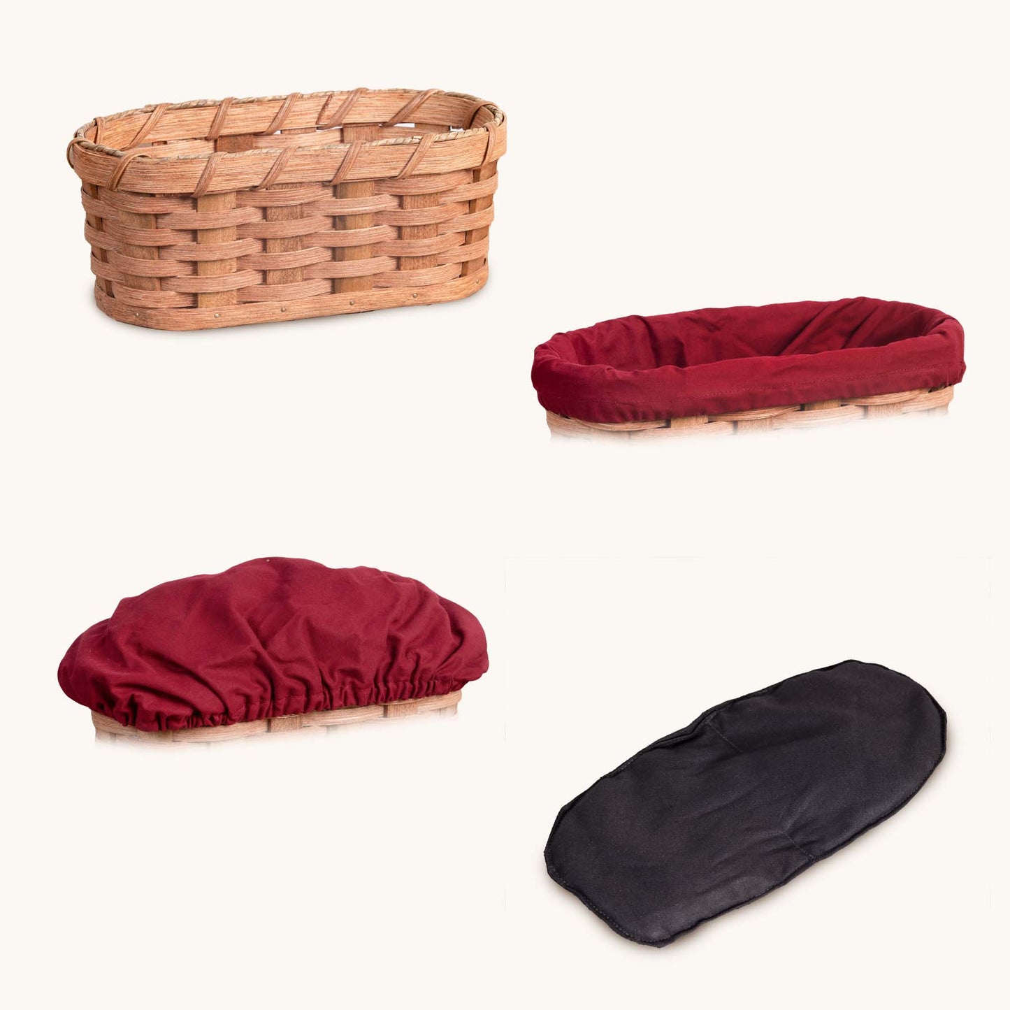 Small Bread Warmer Basket 4-Piece Set | Microwave-Ready Bundle