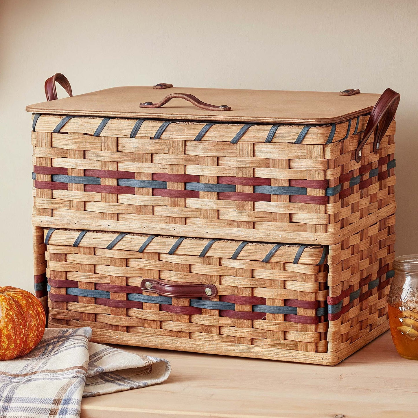 Large Rustic Bread Box | Vintage Amish Countertop Storage Organizer